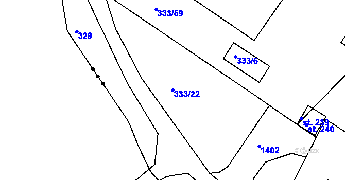 Parcela st. 333/22 v KÚ Kyškovice, Katastrální mapa