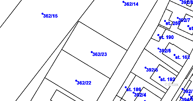 Parcela st. 362/14 v KÚ Kyškovice, Katastrální mapa
