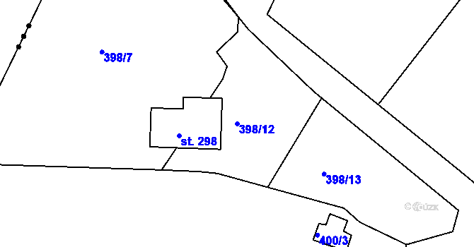Parcela st. 398/12 v KÚ Kyškovice, Katastrální mapa