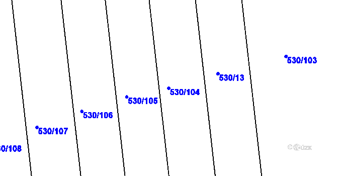 Parcela st. 530/104 v KÚ Kyškovice, Katastrální mapa