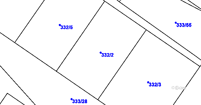 Parcela st. 332/2 v KÚ Kyškovice, Katastrální mapa