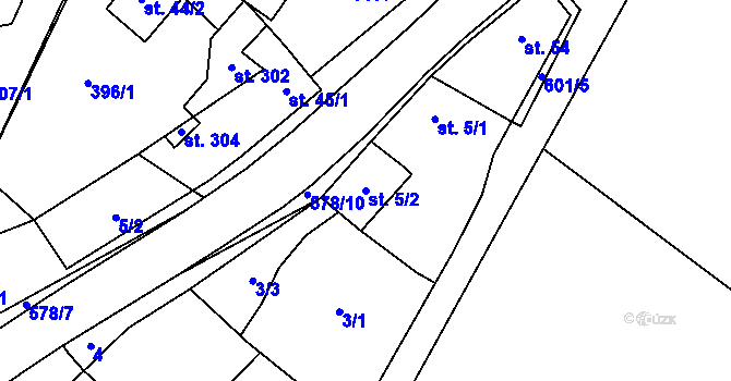 Parcela st. 5/2 v KÚ Kyškovice, Katastrální mapa