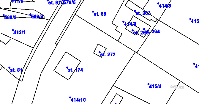 Parcela st. 272 v KÚ Kyškovice, Katastrální mapa