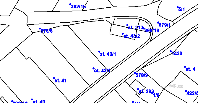 Parcela st. 43/1 v KÚ Kyškovice, Katastrální mapa