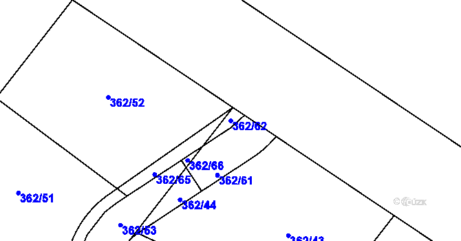 Parcela st. 362/62 v KÚ Kyškovice, Katastrální mapa