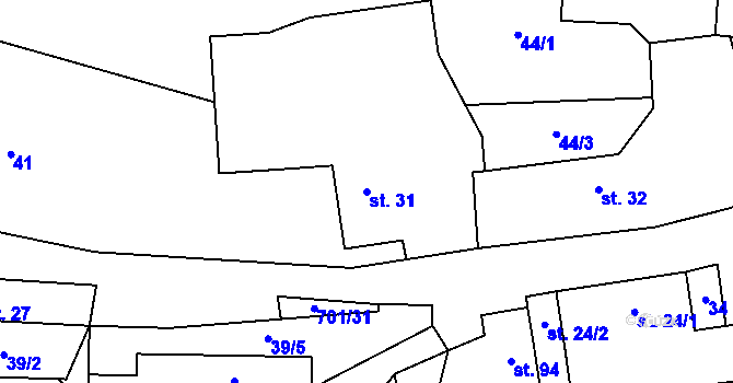 Parcela st. 31 v KÚ Kytín, Katastrální mapa