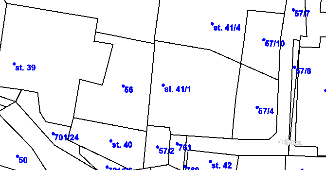 Parcela st. 41/1 v KÚ Kytín, Katastrální mapa