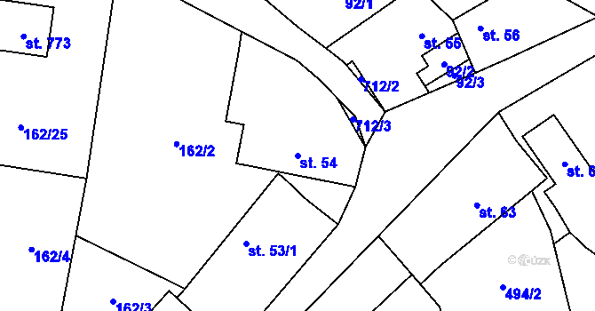 Parcela st. 54 v KÚ Kytín, Katastrální mapa