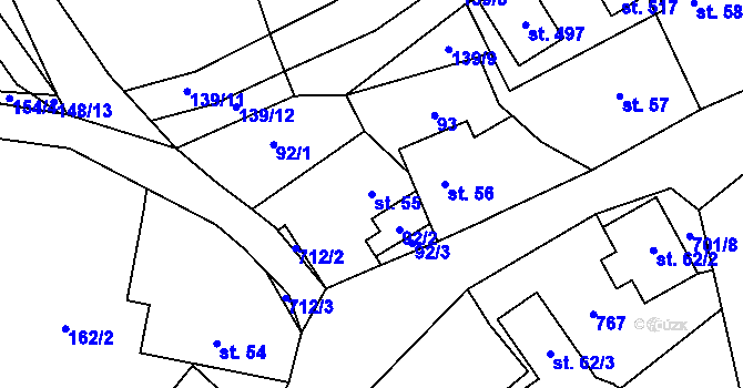 Parcela st. 55 v KÚ Kytín, Katastrální mapa