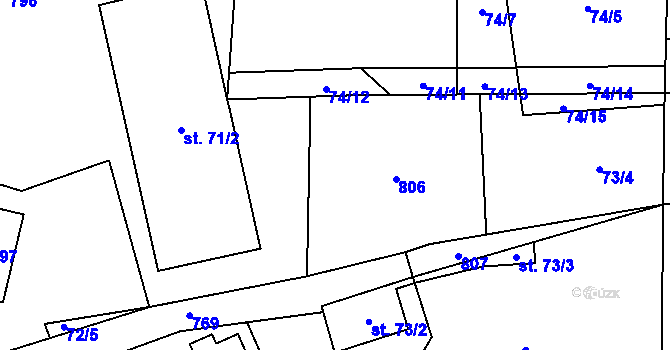 Parcela st. 73/1 v KÚ Kytín, Katastrální mapa