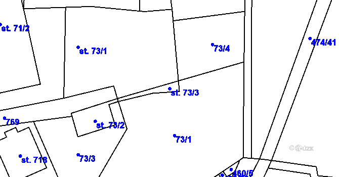 Parcela st. 73/3 v KÚ Kytín, Katastrální mapa