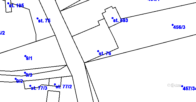 Parcela st. 76 v KÚ Kytín, Katastrální mapa