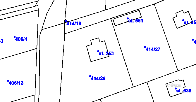 Parcela st. 253 v KÚ Kytín, Katastrální mapa