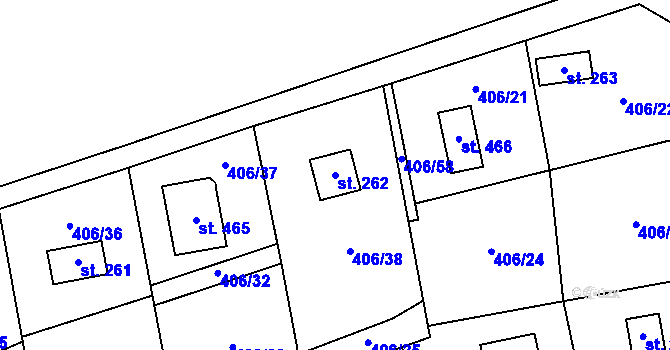 Parcela st. 262 v KÚ Kytín, Katastrální mapa