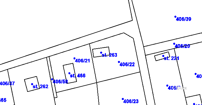 Parcela st. 263 v KÚ Kytín, Katastrální mapa