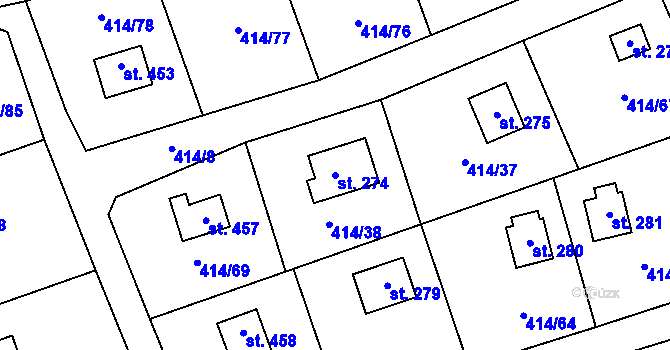 Parcela st. 274 v KÚ Kytín, Katastrální mapa
