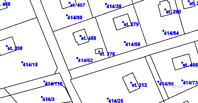 Parcela st. 278 v KÚ Kytín, Katastrální mapa