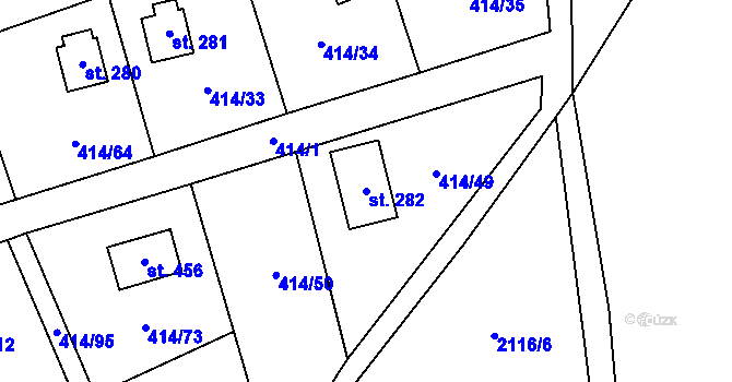 Parcela st. 282 v KÚ Kytín, Katastrální mapa