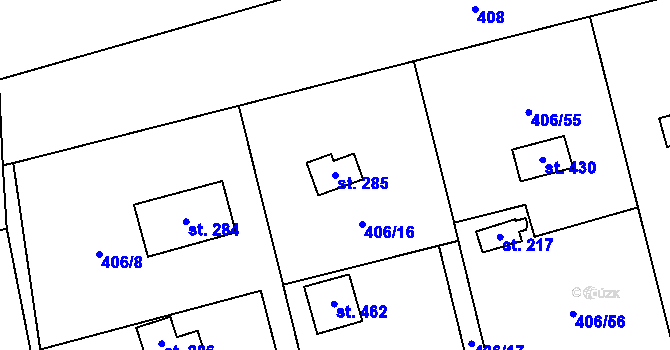 Parcela st. 285 v KÚ Kytín, Katastrální mapa
