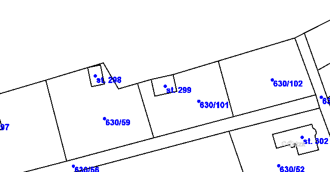 Parcela st. 299 v KÚ Kytín, Katastrální mapa
