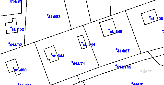 Parcela st. 344 v KÚ Kytín, Katastrální mapa
