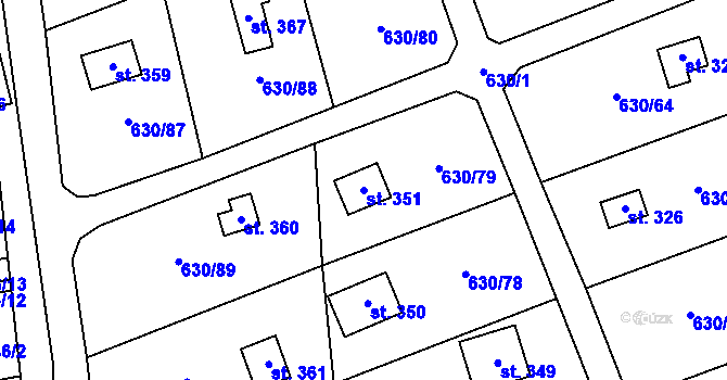 Parcela st. 351 v KÚ Kytín, Katastrální mapa