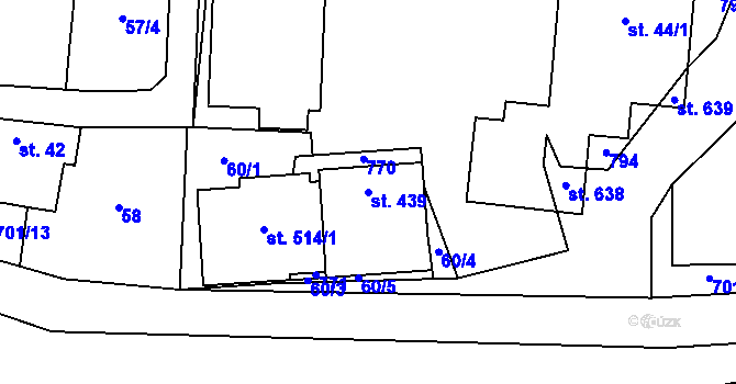 Parcela st. 439 v KÚ Kytín, Katastrální mapa