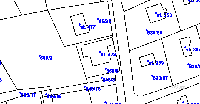 Parcela st. 478 v KÚ Kytín, Katastrální mapa