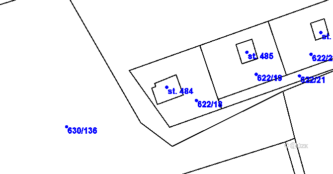 Parcela st. 484 v KÚ Kytín, Katastrální mapa