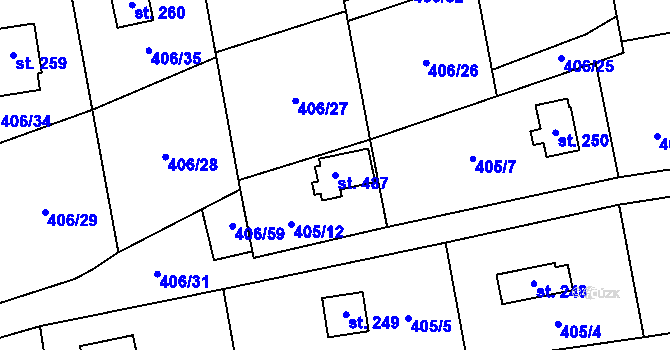 Parcela st. 487 v KÚ Kytín, Katastrální mapa