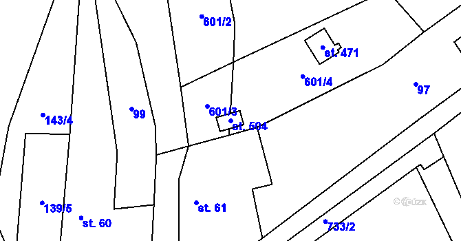 Parcela st. 504 v KÚ Kytín, Katastrální mapa