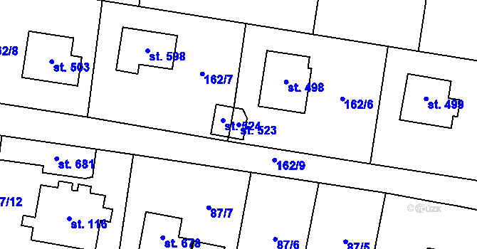 Parcela st. 523 v KÚ Kytín, Katastrální mapa