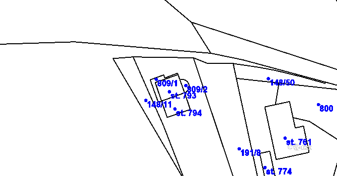 Parcela st. 549 v KÚ Kytín, Katastrální mapa