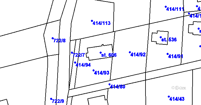 Parcela st. 606 v KÚ Kytín, Katastrální mapa