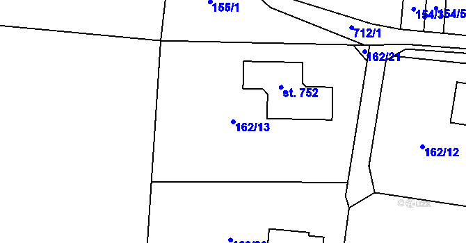 Parcela st. 162/13 v KÚ Kytín, Katastrální mapa