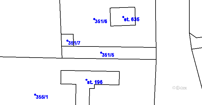 Parcela st. 351/5 v KÚ Kytín, Katastrální mapa