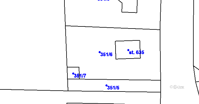 Parcela st. 351/6 v KÚ Kytín, Katastrální mapa