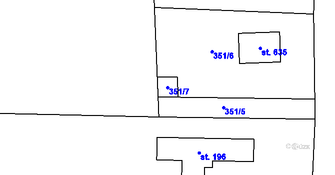 Parcela st. 351/7 v KÚ Kytín, Katastrální mapa