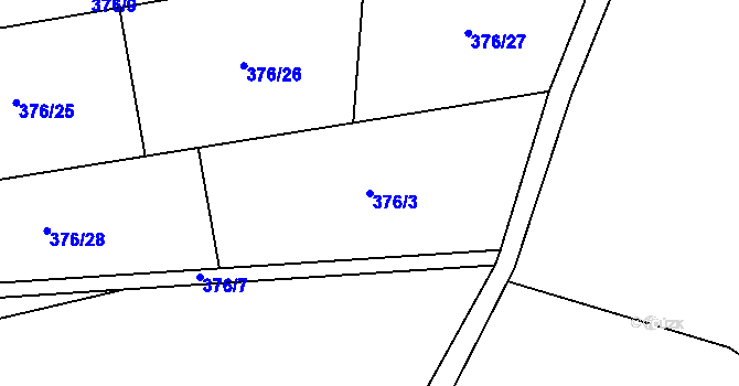 Parcela st. 376/3 v KÚ Kytín, Katastrální mapa