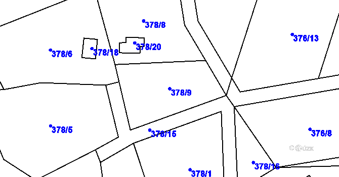 Parcela st. 378/9 v KÚ Kytín, Katastrální mapa