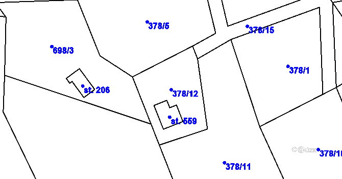 Parcela st. 378/12 v KÚ Kytín, Katastrální mapa