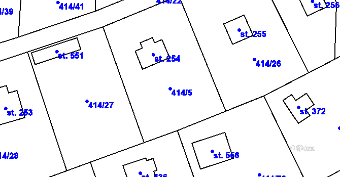 Parcela st. 414/5 v KÚ Kytín, Katastrální mapa