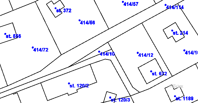 Parcela st. 414/10 v KÚ Kytín, Katastrální mapa