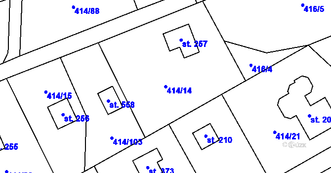 Parcela st. 414/14 v KÚ Kytín, Katastrální mapa