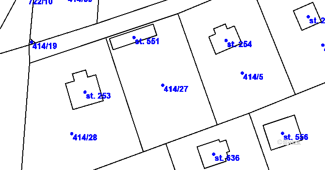 Parcela st. 414/27 v KÚ Kytín, Katastrální mapa
