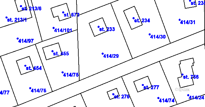 Parcela st. 414/29 v KÚ Kytín, Katastrální mapa