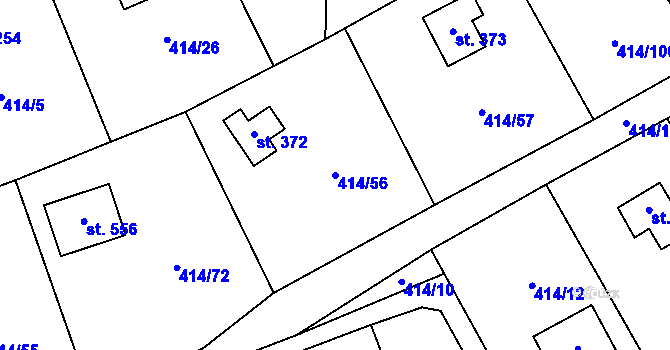 Parcela st. 414/56 v KÚ Kytín, Katastrální mapa