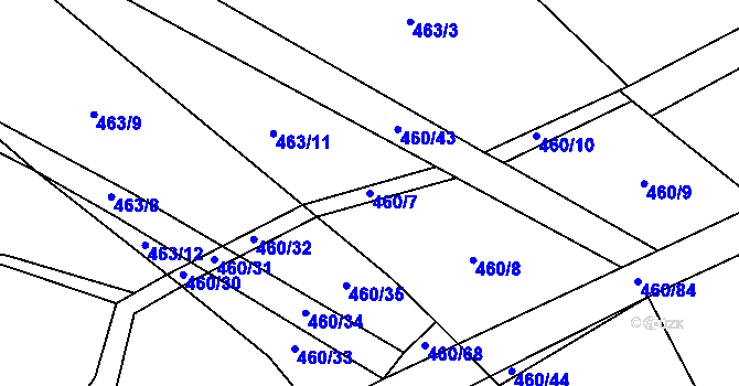 Parcela st. 460/7 v KÚ Kytín, Katastrální mapa
