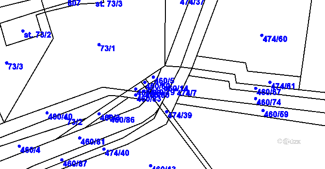 Parcela st. 460/14 v KÚ Kytín, Katastrální mapa