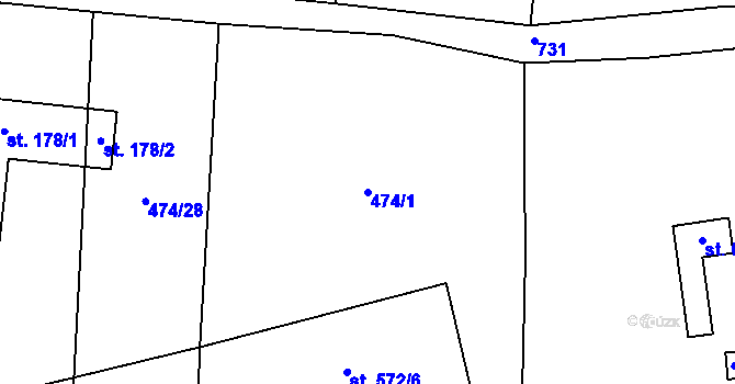 Parcela st. 474/1 v KÚ Kytín, Katastrální mapa